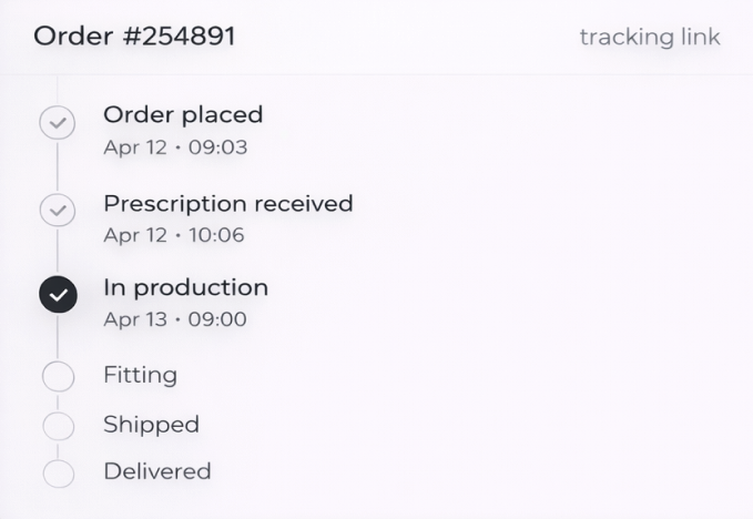 Lenshero order tracking